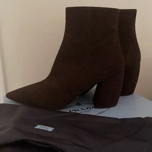 Brand New Never Worn Prada Dark Brown Suede Boots